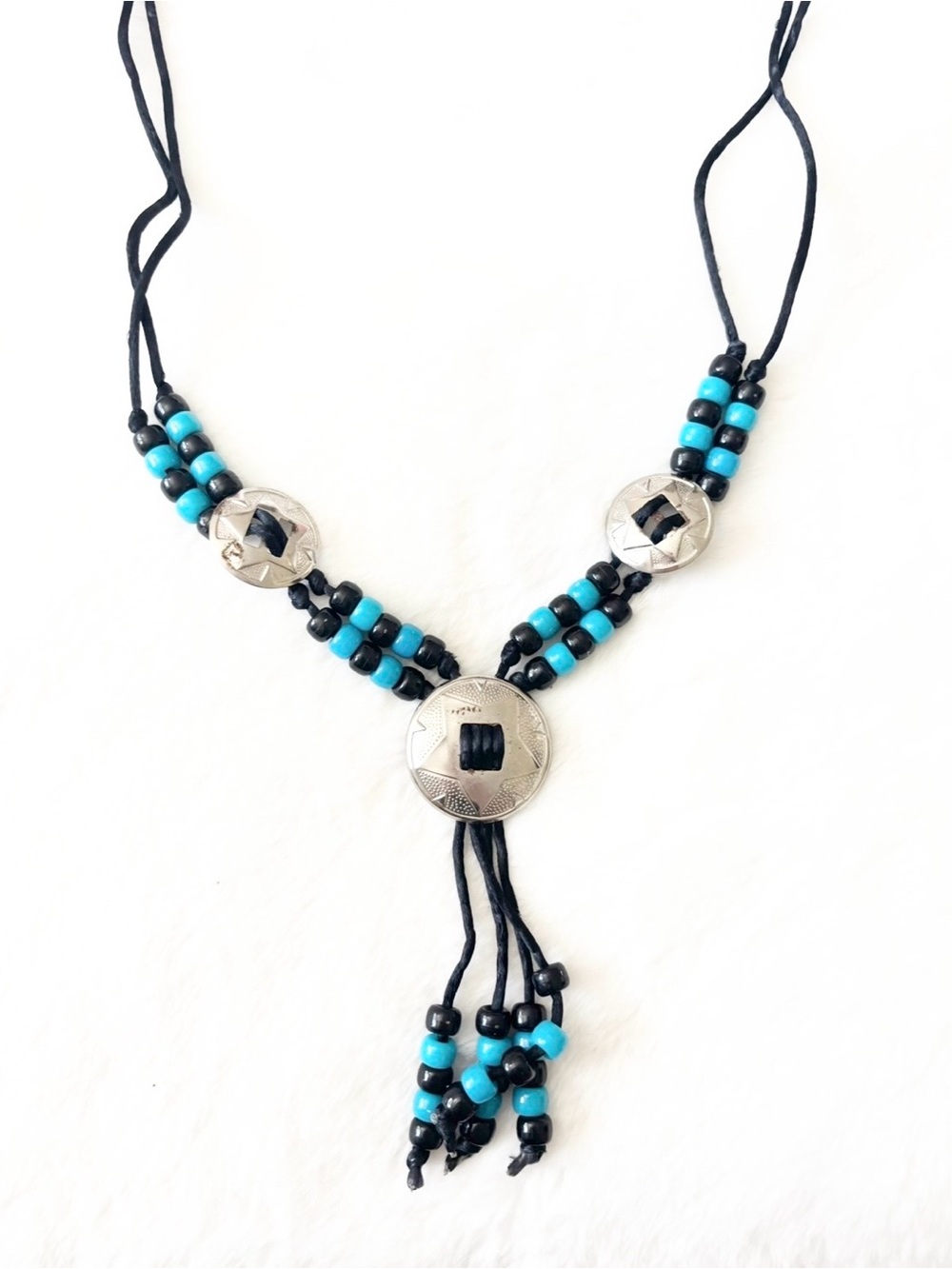5/$15 🩷 MUST BUNDLE Turquoise & Black Beaded Western-Style Necklace